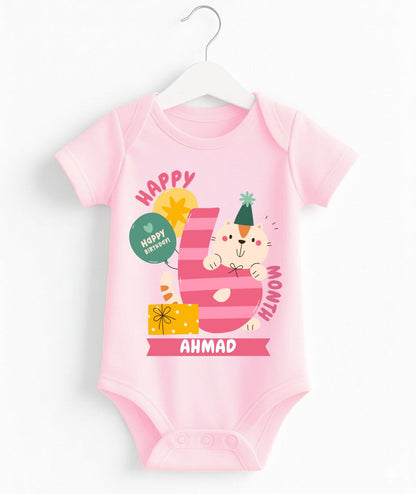 Happy 6th Month Baby Romper | Personalized Name Print