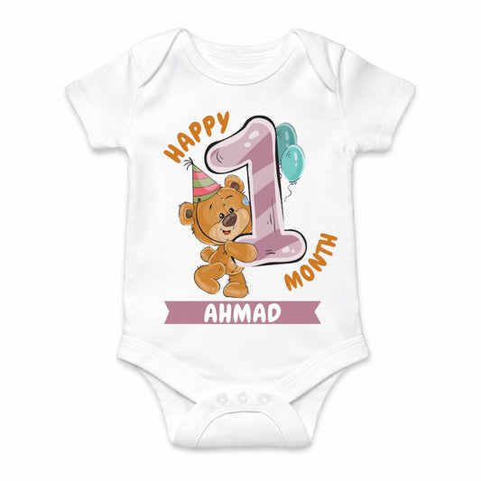 Happy 1st Month Baby Romper | Personalized Name Print