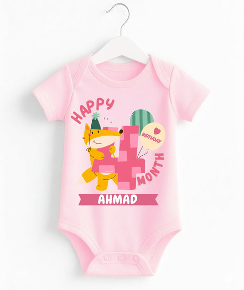 Happy 4th Month Baby Romper | Personalized Name Print