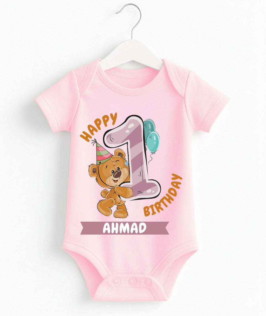Custom Name 1st Birthday Baby Romper