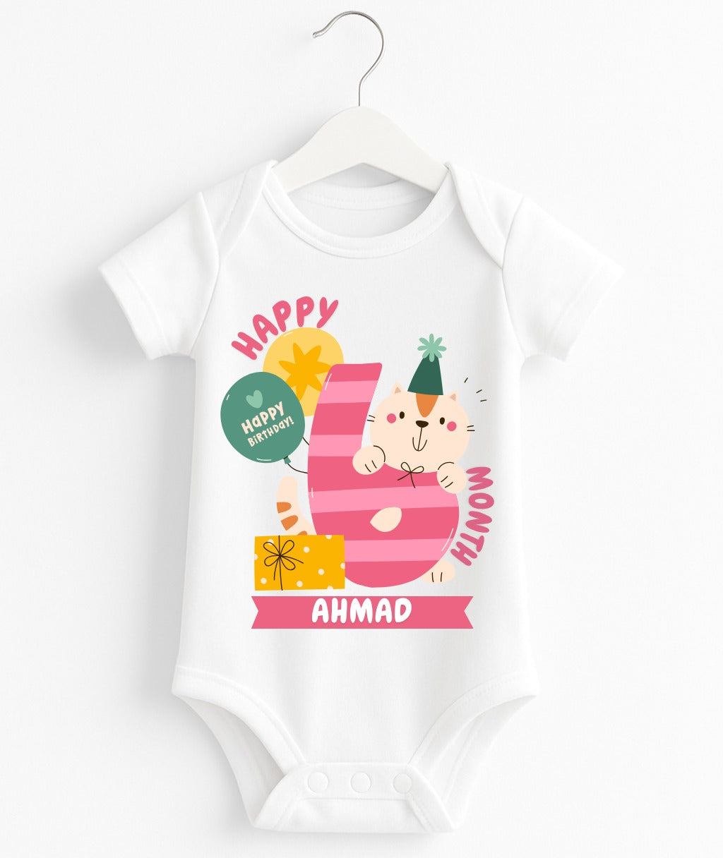 Happy 6th Month Baby Romper | Personalized Name Print