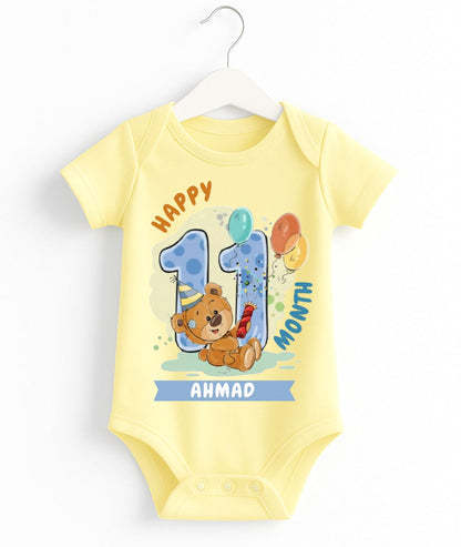 Happy 11th Month Baby Romper | Personalized Name Print