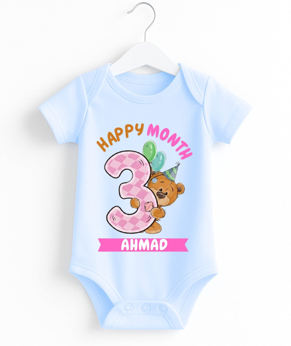 Happy 3rd Month Baby Romper | Personalized Name Print