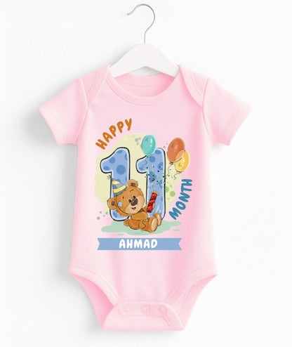 Happy 11th Month Baby Romper | Personalized Name Print