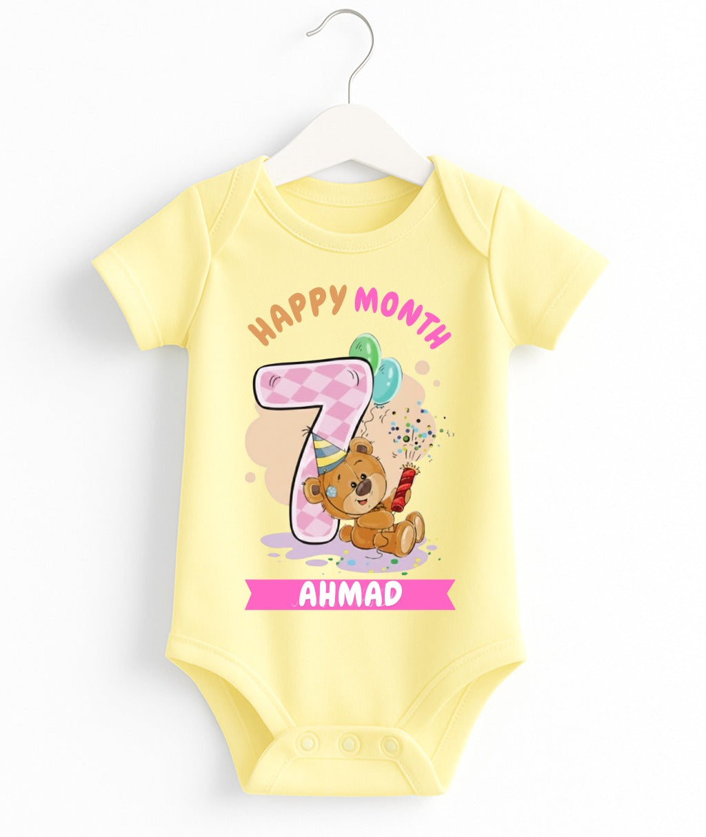 Happy 7th Month Baby Romper | Personalized Name Print