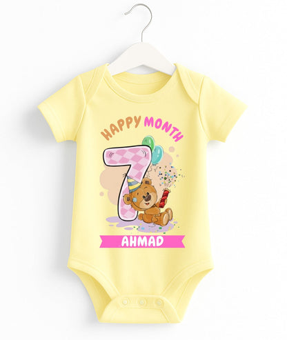 Happy 7th Month Baby Romper | Personalized Name Print
