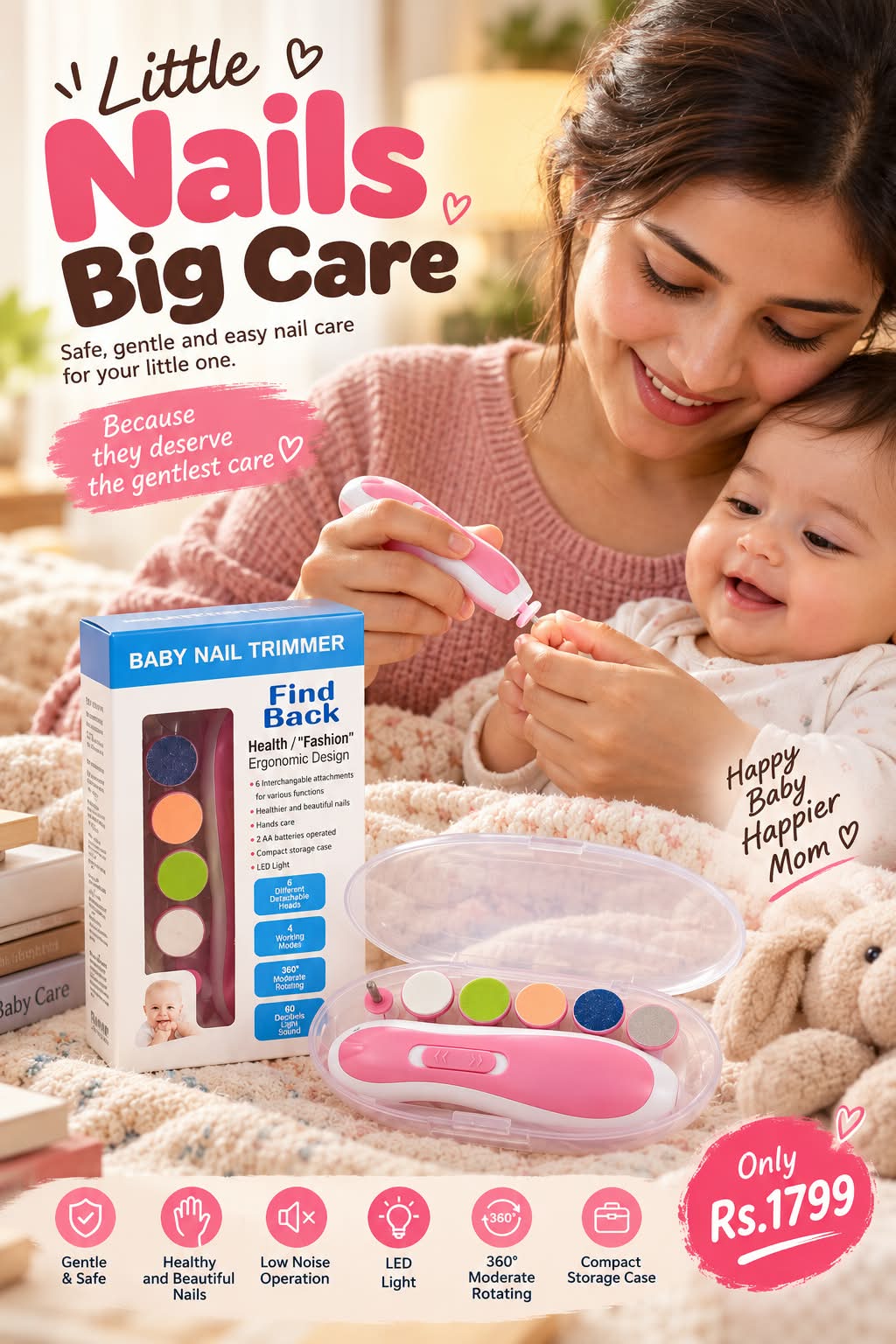 Baby Nail Trimmer | 6-in-1 Electric Baby Nail Clipper