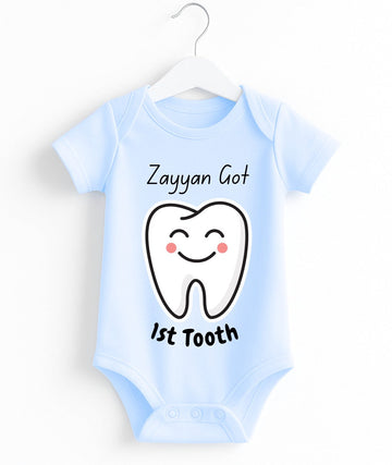 Custom Name 1st Tooth Baby Romper