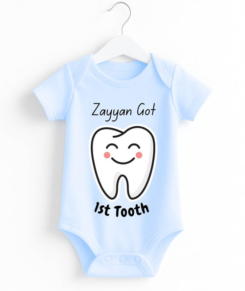 Custom Name 1st Tooth Baby Romper